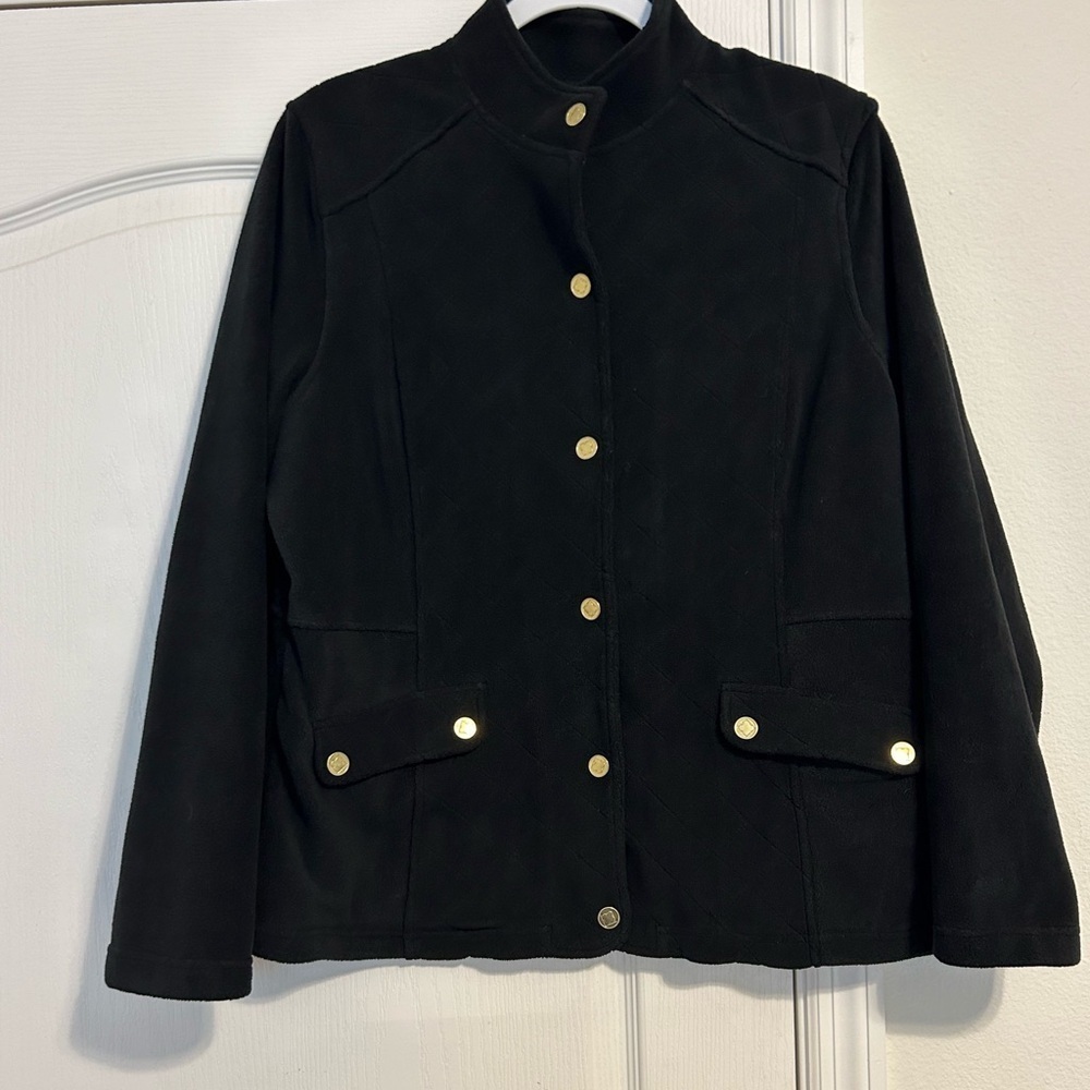 Liz Claiborne Lightweight Gold Snap Button Front Pockets Jacket Size 14